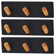 isona 簡約 磁吸式壁掛架/門後掛勾 18.5 x 5.5 x 3.5cm, 黑色, 3個