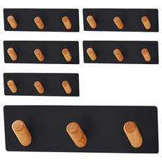 isona 簡約 磁吸式壁掛架/門後掛勾 18.5 x 5.5 x 3.5cm, 黑色, 6個