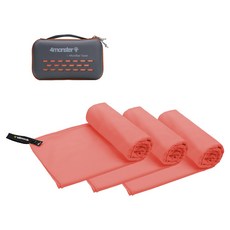 4monster 超細纖維超細纖維毛巾 小 3條+EVA盒子組, 印度珊瑚, 1組