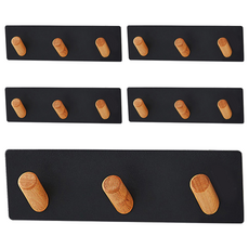 isona 簡約 磁吸式壁掛架/門後掛勾 18.5 x 5.5 x 3.5cm, 黑色, 5個