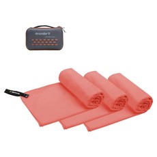 4monster 超細纖維毛巾 XS 3入 + EVA收納盒套組, 印度珊瑚色, 1套