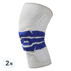 배곧인터내셔널 JINGBA 배곧스포츠 헬스 크로스핏 실리콘 스프링 지지 무릎보호대, 화이트블루, 2개