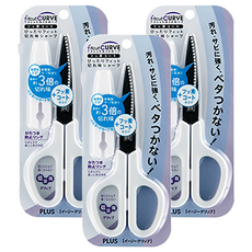 PLUS 普樂士 不沾膠 30度弧線剪刀 SC-175SF, 輕巧耐用, 灰色, 3個