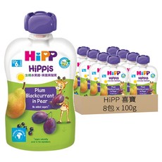 HiPP 喜寶 生機水果趣 黑棗黑醋栗, 8包, 100g