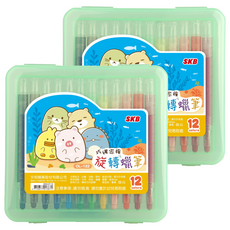SKB 文明 巧遇家族 旋轉蠟筆 外盒顏色隨機, 12色, 2盒