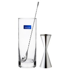착한살림 슬림 지거 계량컵 30ml 60ml + 바스푼 30cm + 하이볼 320ml 세트, 혼합색상, 1세트
