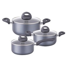 Cookin IH爐適用Color系列鋁製陶瓷塗層鍋具組, 混色, 單柄鍋 18cm+雙耳鍋 20cm+雙耳鍋 22cm, 1組