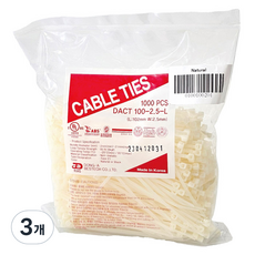 DONG-A BESTECH 束線帶 DACT 100-2.5-L 1000入, 白色, 3個