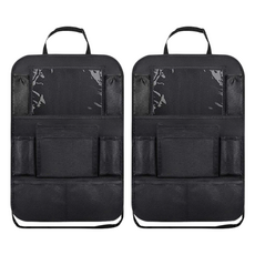 汽車座椅背防踢收納袋 1對, 黑色, 1組