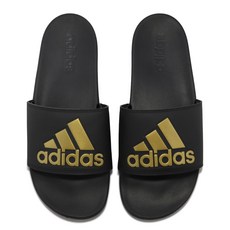 adidas 愛迪達 男女款 ADILETTE COMFORT 拖鞋 GY1946, 黑色 + 金色, 22.5cm