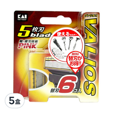 KAI 貝印 5刀刃替換刀片 BS-6VAL, 6入, 5盒