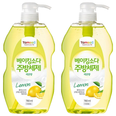Tamsaa 小蘇打蔬果碗盤洗潔精，檸檬清香，780ml, 2瓶
