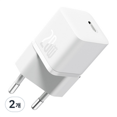 베이스어스 GaN5 20W 아이폰 미니 고속충전기 C타입, 화이트, 2개