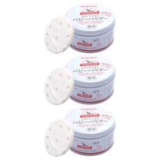 WaKODO 和光堂 嬰兒爽身粉, 140g, 無香, 藥用, 附粉撲, 3個
