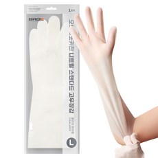 브릭글로 오브제포키친 질긴 니트릴 고무장갑 양손착용 세트, 클리어화이트, 대(L), 1세트