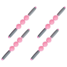 지압봉 롤러 마사지 스틱 3구, 4개, 핑크