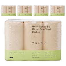 생활공작소 대나무 키친타올 롤형, 6롤, 5개