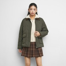 미쏘 여성용 코듀로이 배색 경량 패딩점퍼