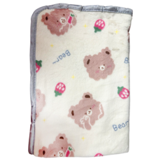 毛皇上 NS 法蘭絨寵物毛毯 草莓熊 柔軟舒適 雙層加厚保暖, S(60 x 40cm), 白色, 1件