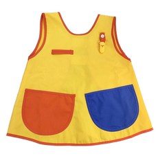 人氣款輕便圍兜 純棉+聚酯纖維, 活力黃拼色口袋, 1入, 1件