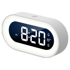 西格傢飾 文青馬卡龍橢圓智能LED小夜燈鬧鐘 蘋果白/薄荷綠/鵝絨黃/優雅黑