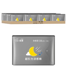 icon 愛康 超引力涼感夜用衛生棉 護翼型 超導菱格棉柔 夜間防漏, 加長型(33cm), 6片, 48包