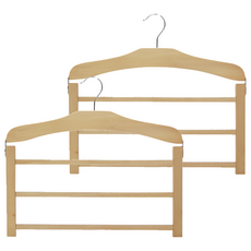 HOMENHOUSE 原木3層褲子衣架, 自然原木色, 2個