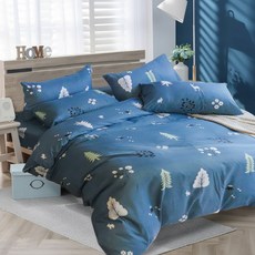 藍貓BlueCat 台製 舒柔棉銀離子抗菌印花床包 床包1個 + 枕套2個 5尺 林間奇遇, 1組