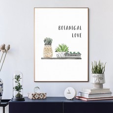 Marvel In Home 花卉藝術水彩畫室內裝飾鋁製畫框 + 多肉植物海報套組, 青銅色