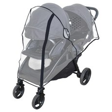 OhBabyLuxury 雙人推車雨罩 雙邊拉鍊設計 方便寶寶進出, 1個, 黑邊