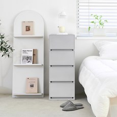 코멧 국내생산 모던 슬림서랍장, 그레이, 4단