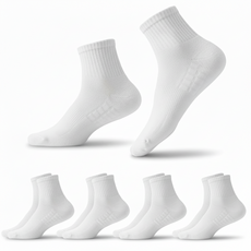 ALTIORA 加厚三重底男性運動襪 跑步登山中筒襪 5雙, 白色, 1套