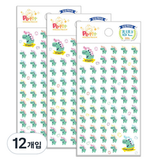 쁘띠팬시 참잘했어요 티라노 칭찬스티커 6p, 혼합 색상, 12개입