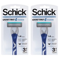 쉬크 쿼트로 4 티타늄 휴대용 면도기, 3개입, 2개