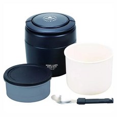 珍珠金屬保溫丼飯罐 附湯匙 HB-5446, 黑色, 390ml, 1個