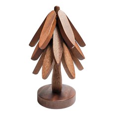 chinada 樹造型木質隔熱墊支架組, 1組, 深棕色