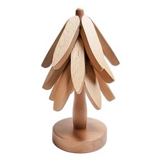 chinada 樹造型木質隔熱墊支架組, 1組, 原木棕