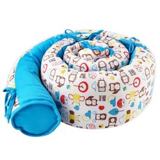 mezoome 有機棉蛇圍 嬰兒床圍 使用水性染料印製 愛護地球同時呵護寶貝 亦可作為靠枕, 土耳其藍, 1件