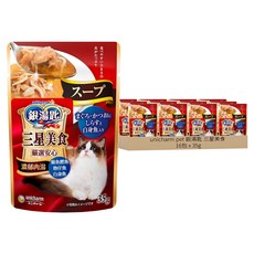 unicharm pet 銀湯匙 三星美食 濃郁肉湯 貓餐包 35g, 鮪魚 + 鰹魚 + 吻仔魚 + 白身魚, 16包