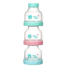 nac nac 玩美多功能奶粉盒, 1組, Transparent container (lid color: Pink, Blue, Mint)