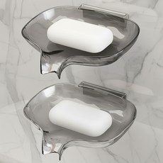 한봄누리 욕실 벽걸이형 비누 선반 패턴 비누 거치대, 그레이, 2개
