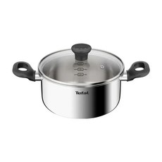 Tefal 特福 不鏽鋼電磁爐適用易煮雙耳鍋, 1個, 20cm, 銀色