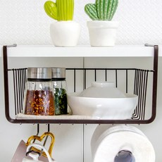 벨라쿠진 주방 상부장 걸이형 수납 바스켓, 초콜렛, 1개