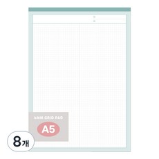 Recoz 方格筆記本 A5, 50張, 8個, 薄荷綠