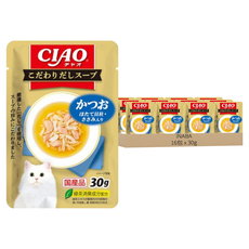 INABA CIAO 啾嚕 極致濃湯餐包 30g, IC-505 鰹魚 + 干貝 + 雞肉, 16包