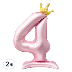 inbloom 大型皇冠數字站立派對氣球 4, 2個, 粉紅色