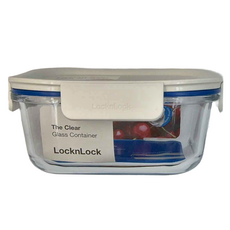 LocknLock 樂扣樂扣 新美學The Clear玻璃保鮮盒 正方形 白色 750ml, 1個