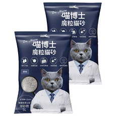 iCat 寵喵樂 喵博士 無塵澎潤土貓砂 球砂款 5L, 吸水力強 結團迅速 去味效果強 除臭殺菌, 原味, 2包