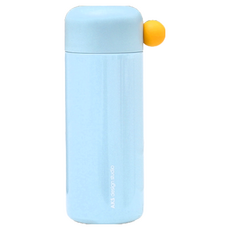 DRINK EASY 莫蘭迪小球保溫瓶 304不鏽鋼 食品級PP 食品級矽膠, 蘭迪藍, 350ml, 1個