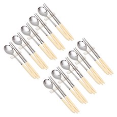 WiLLive 304不鏽鋼餐具組, 湯匙+筷子, 黃色, 10組